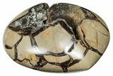 Polished Septarian Geode Heart - Black Crystals #202552-1